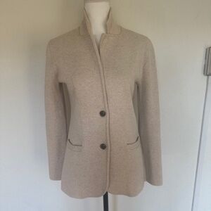 J.Crew Mercantile Women's Sweater Blazer Knit Beige Cotton Size S Pre-Loved